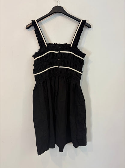 ZARA. Vestido corto negro fruncidos. T 13-14 años (xs/s)