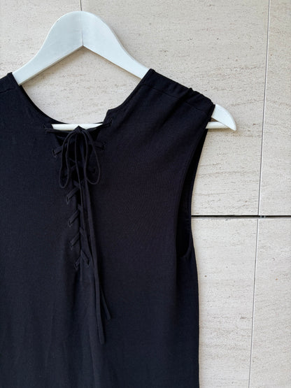 MASSIMO DUTTI. Vestido largo negro hilo