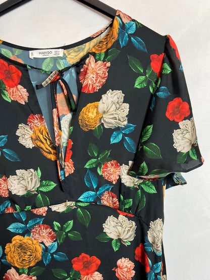 MANGO. Black floral dress TS