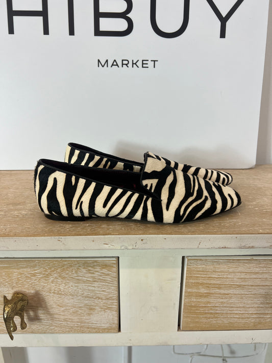 ZARA. Zebra-fur loafers, size 37