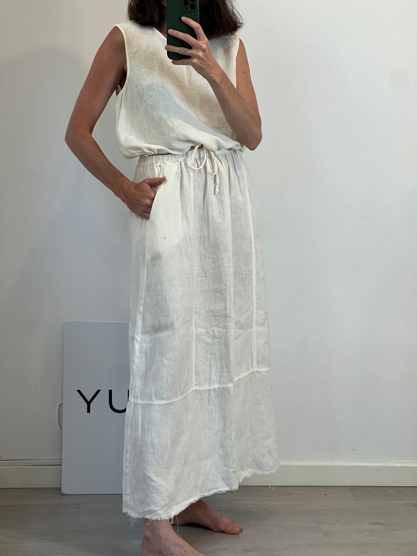 ZARA. Total look con lino blanco  T.xs/s