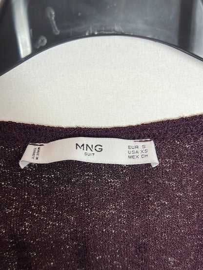 MANGO. Top burdeos canalé T.s