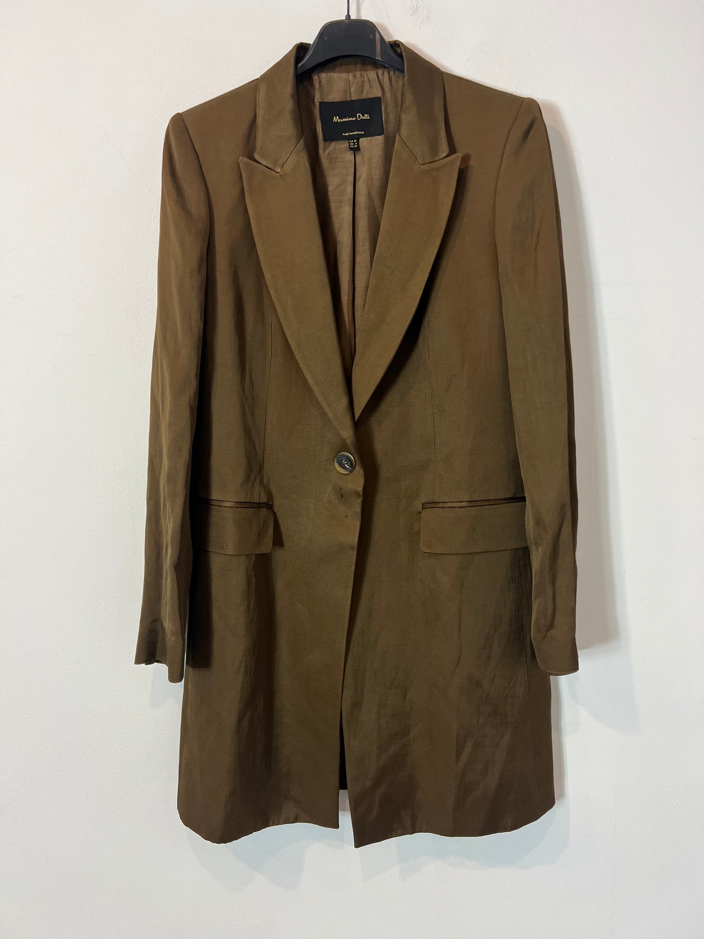 MASSIMO DUTTI. Blazer larga cobriza T.36 (tara)