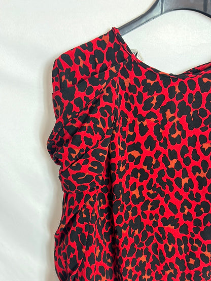 ZARA. Blusa manga abullonada animal print. T L