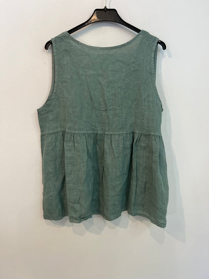 OTRAS. Top verde lino botones TU(s/m)