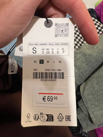 ZARA. Vestido midi burdeos lana T.s