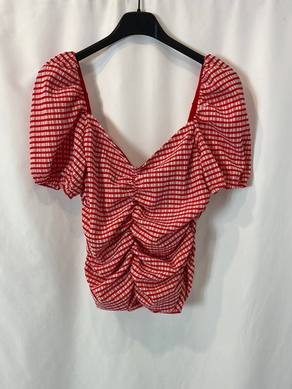 MANGO. Top bicolor elástico fruncidos. T M