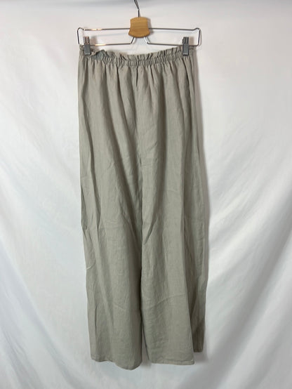 ZARA. Wide-leg grey linen trousers Ts
