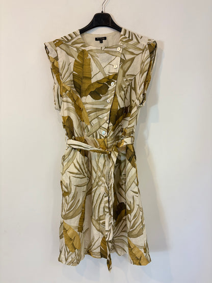 MASSIMO DUTTI. Leaf linen dress. Size 36