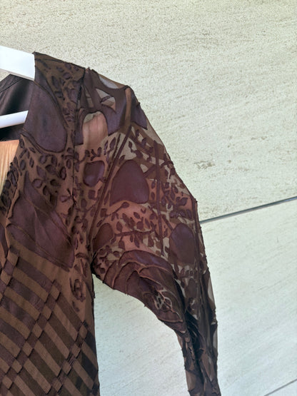 Vestido midi marrón texturas