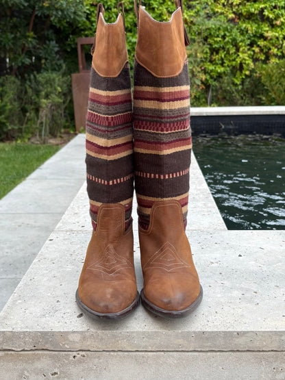 FLAVIO MENORCA. Botas camperas piel y tela