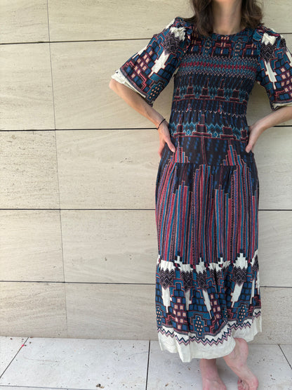 BA&SH. Vestido nido abeja estampado T.xs