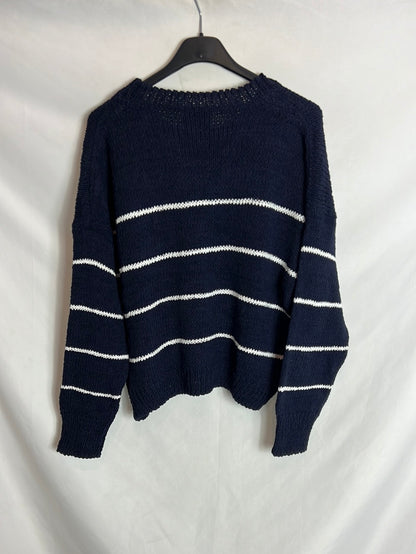 BIMBA Y LOLA. Blue sweater with white stripes. TM
