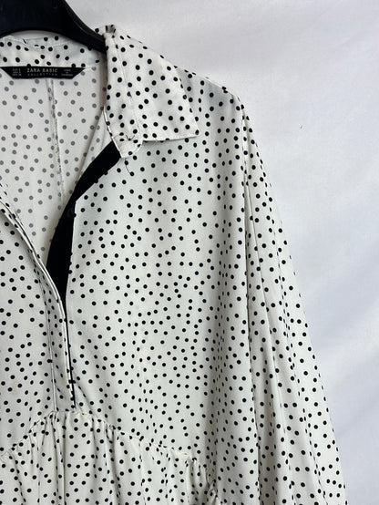 ZARA. White polka dot oversized dress. TS