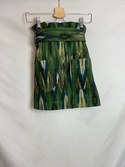 MANGO. Falda verde estampada  TU (M)