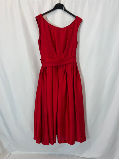 MOSCHINO. Vestido midi rojo  satinado. T M (s)