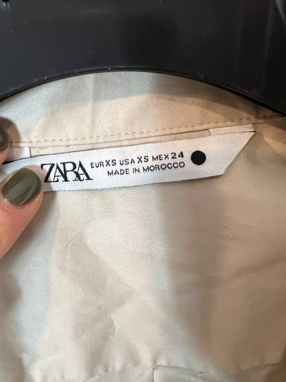 ZARA. Beige wrap blouse with sleeve detail. XS