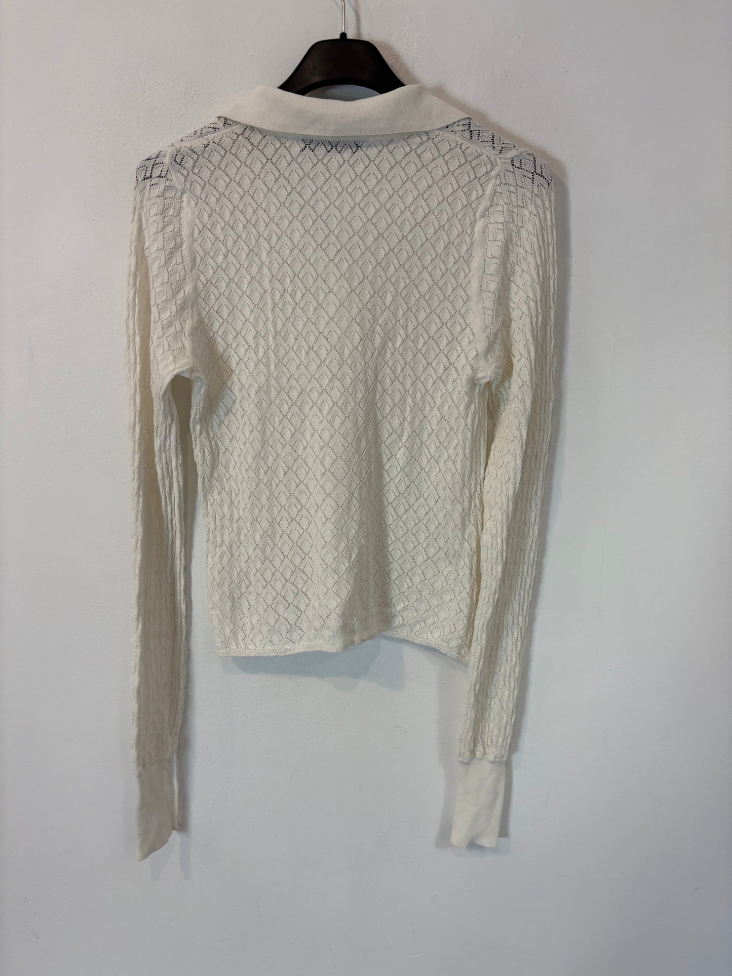 ZARA. Top punto calado blanco