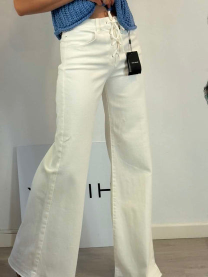 MASSIMO DUTTI. Denim blanco pata ancha