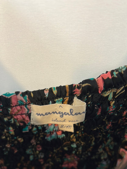 MANGALAN. Vestido negro flores sedaT.s/m