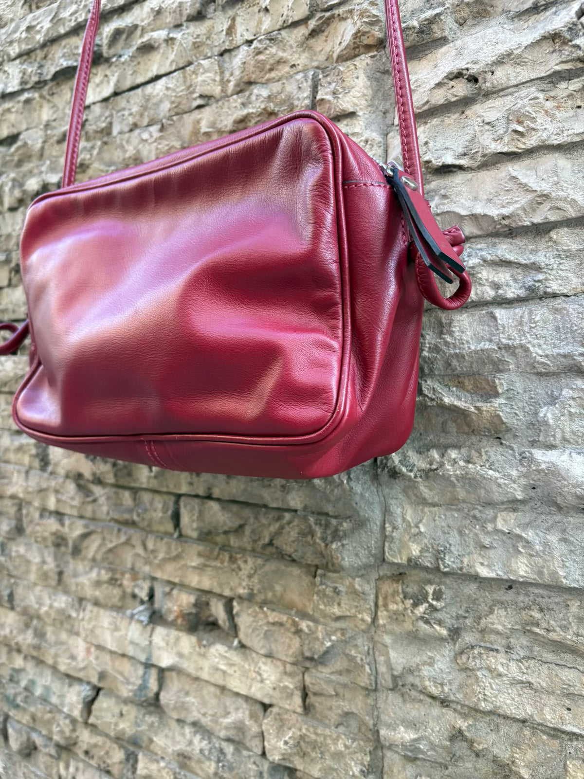 RITAVON. Bolso piel rojo asa larga