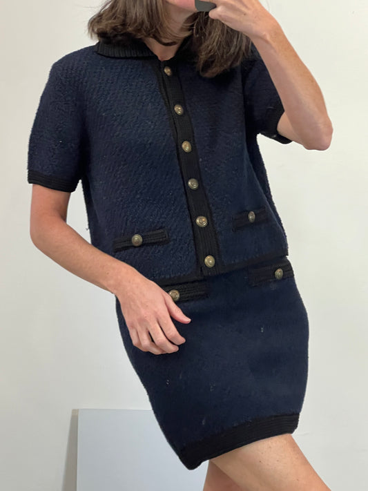 MASSIMO DUTTI. Total look falda y Cárdigan bicolor textura T.xs/s