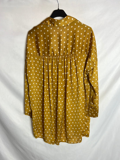 ZARA. Loose mustard polka dot blouse S.xs