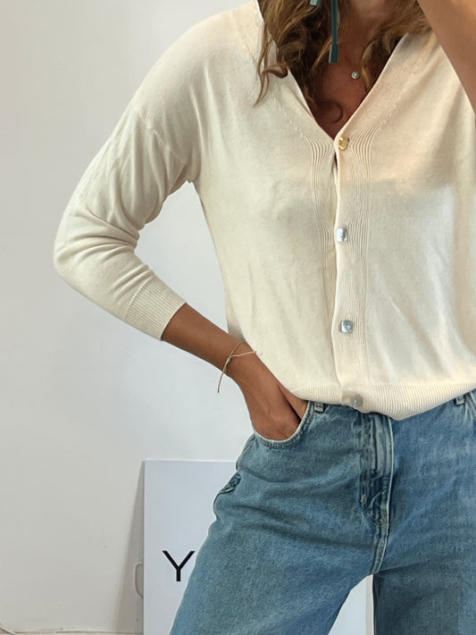 ZÚA. Chaqueta punto beige fluida. T S/M