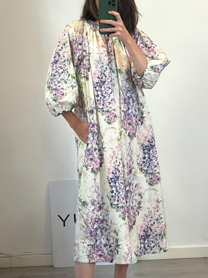 COS. Vestido midi estampado pintura. T XS