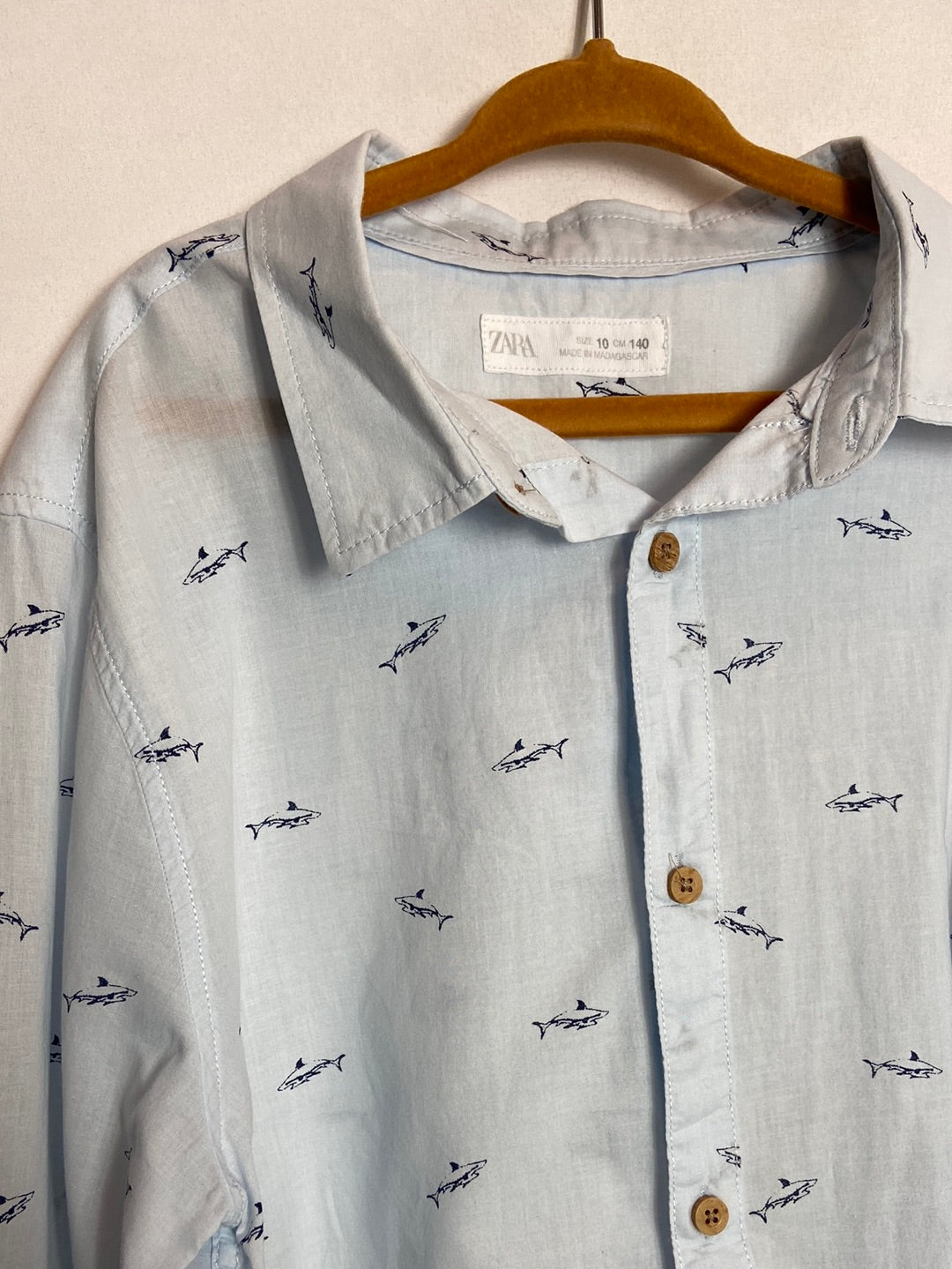 ZARA. Blue shark shirt, size 10.
