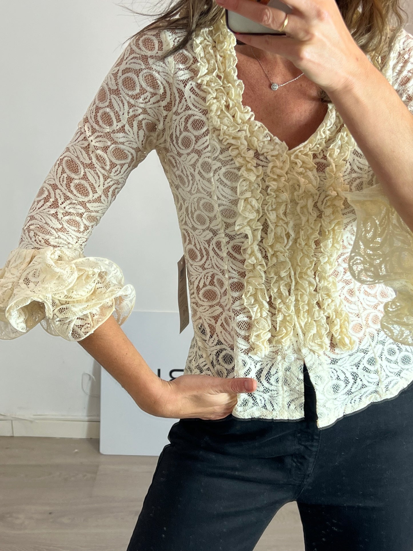 OTRAS. Top beige encaje T.40 (s)