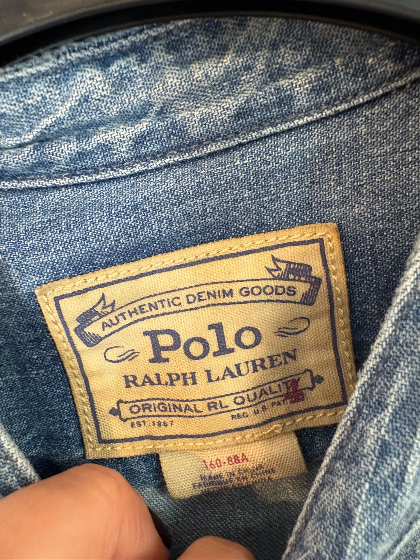 POLO RALPH LAUREN. Vestido corto denim parches. T M