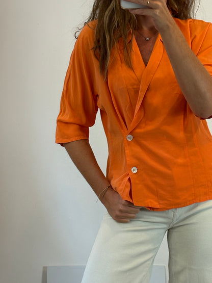 JIL SANDER. Blusa cruzada seda