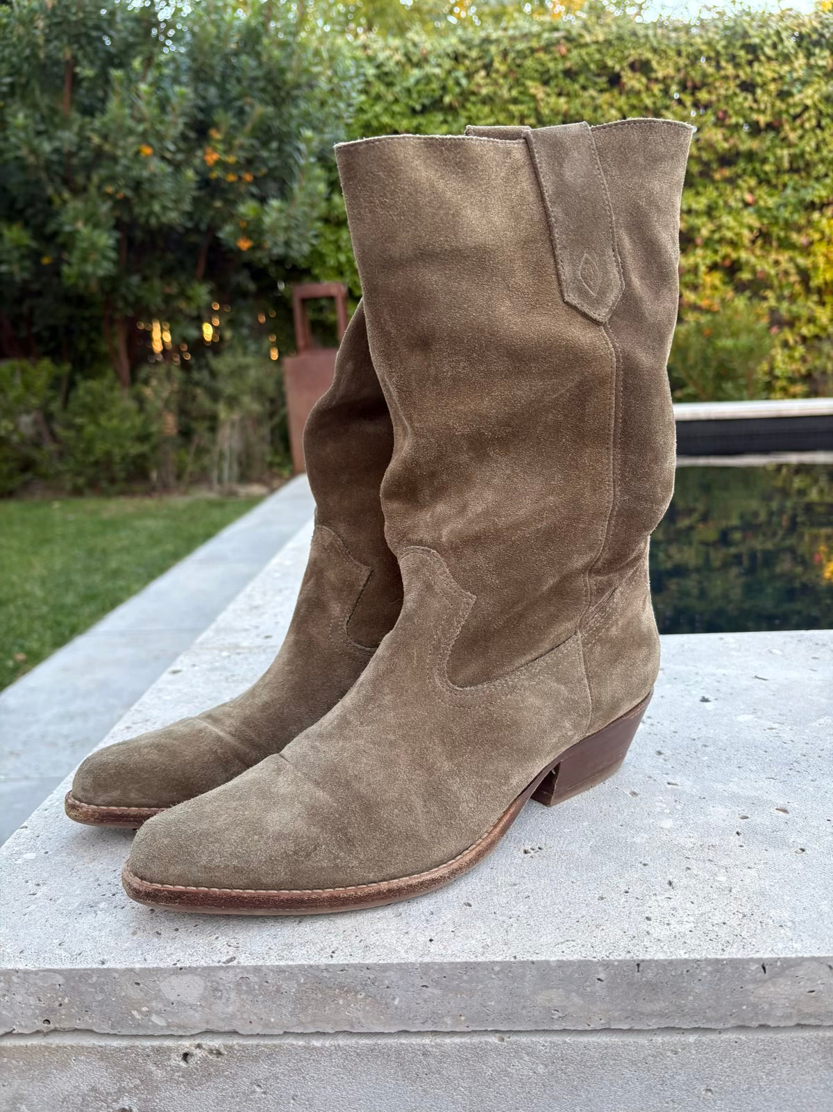 BA&SH. Botines piel en verde. T 40