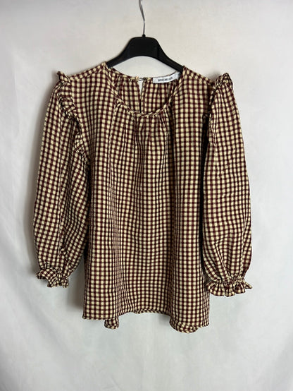 SOPHIE &amp; LUCIE. Gingham blouse with mini ruffle. Size 38 