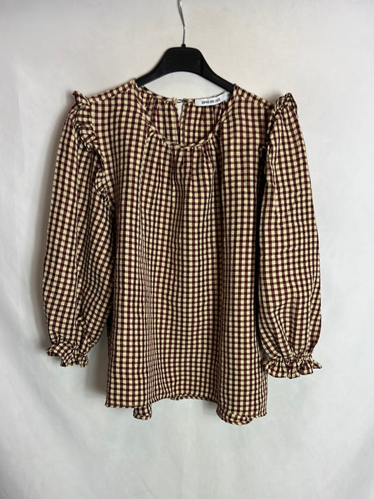 SOPHIE &amp; LUCIE. Gingham blouse with mini ruffle. Size 38 