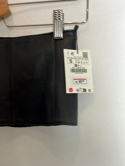 ZARA. Cinturón fajín piel cremallera. T S