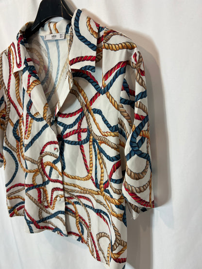 MANGO. String print blouse Ts