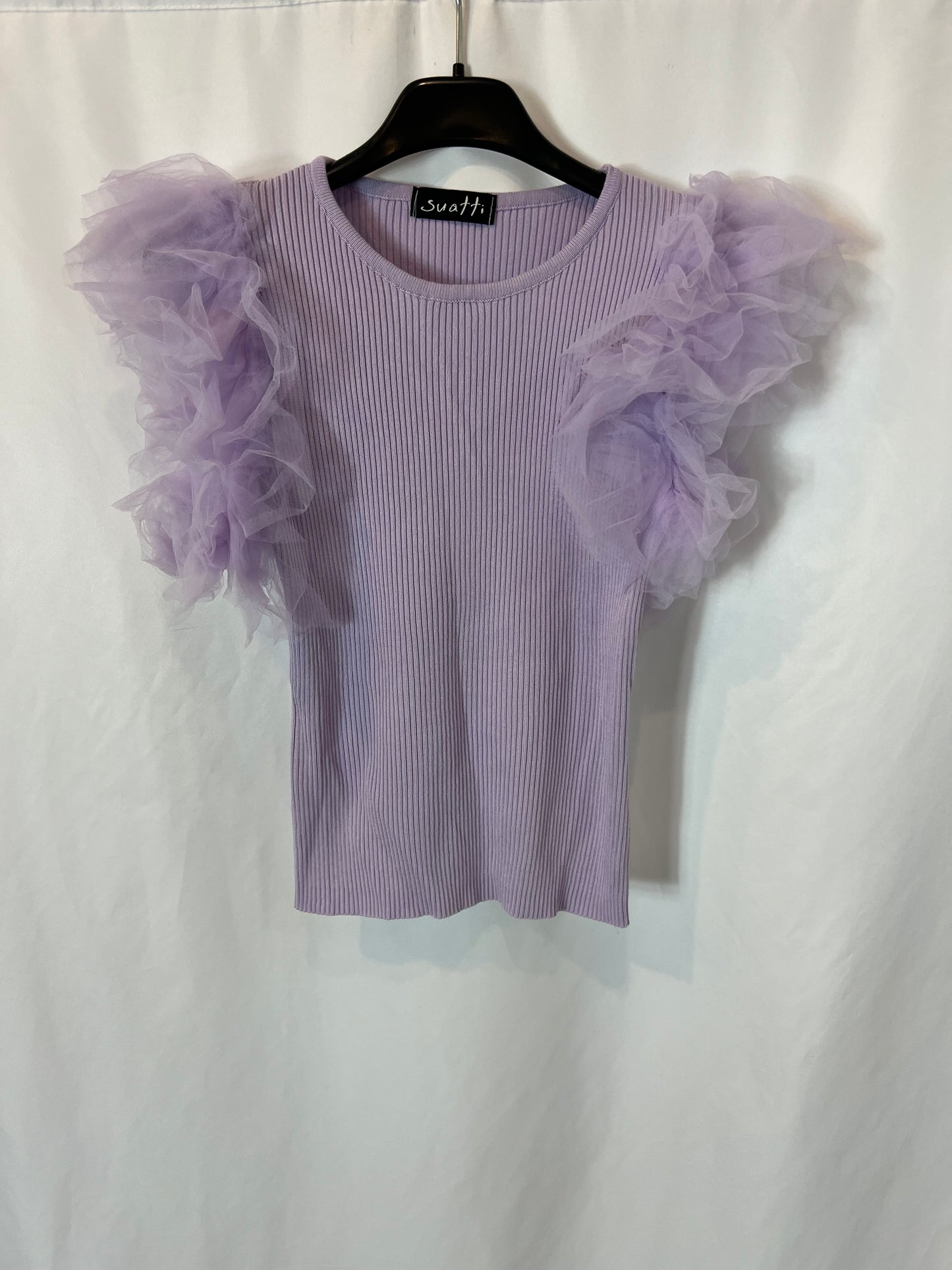 OTRAS. Top malva canalé detalle tul. T S