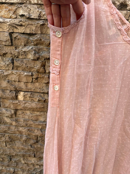 LA COSTA DEL ALGODÓN. Vestido camisón rosa palo