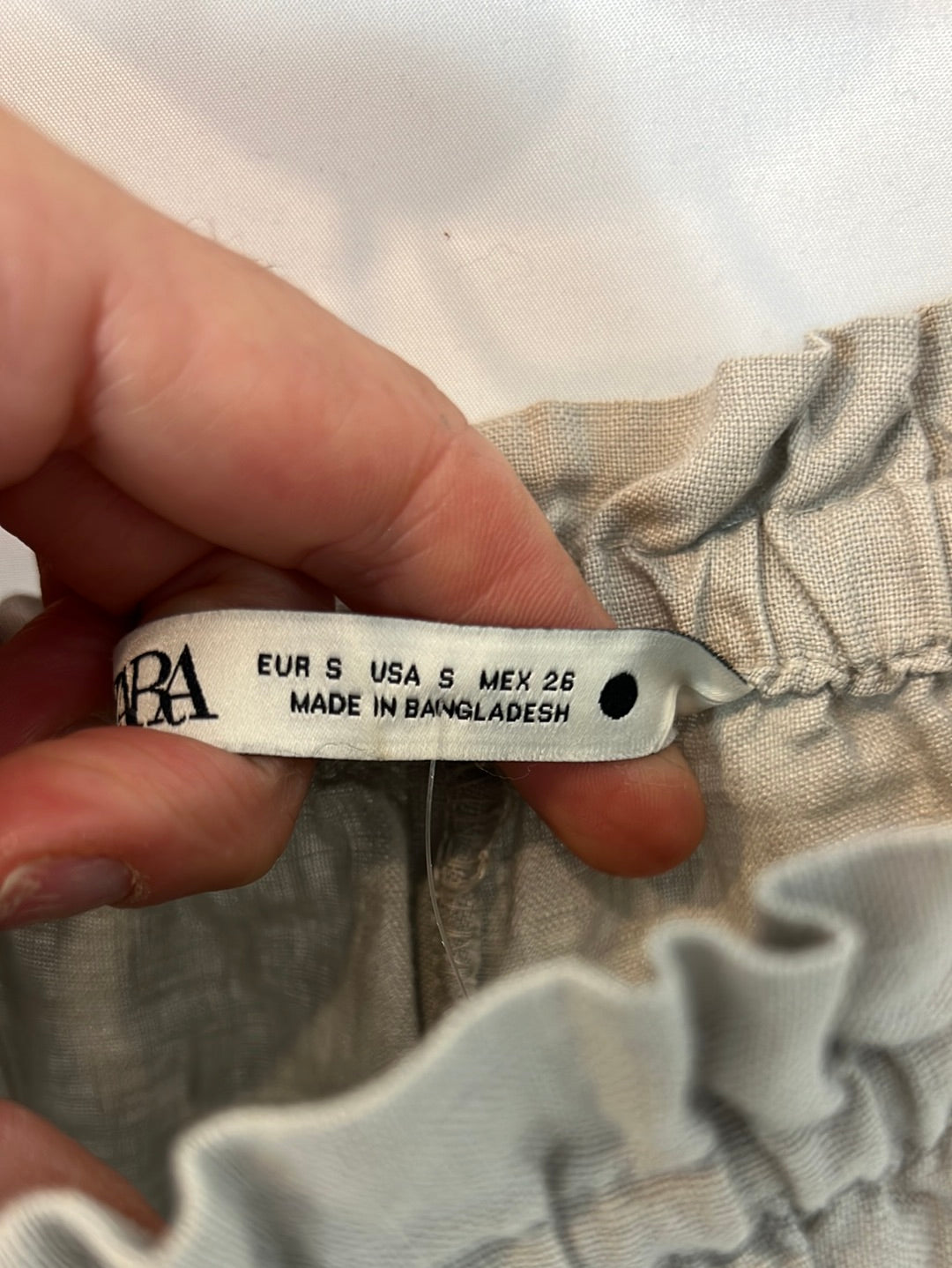 ZARA. Wide-leg grey linen trousers Ts