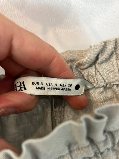 ZARA. Wide-leg grey linen trousers Ts