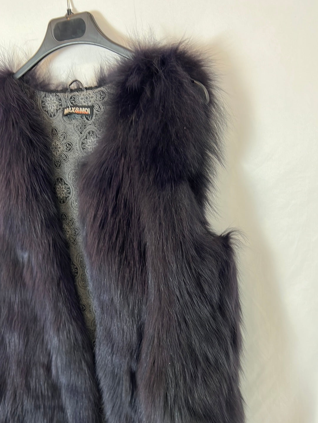 MAX&amp;MOI. Blue/purple fox vest, size 36