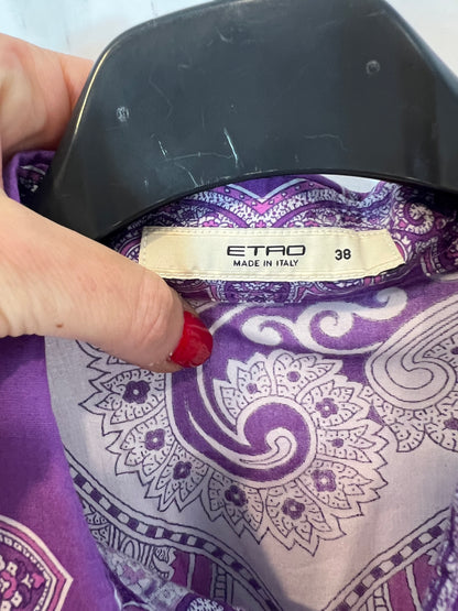 ETRO. White floral purple shirt S.38(xs)
