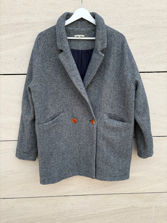 EMILE ET IDA. Chaqueta lana azul espiga