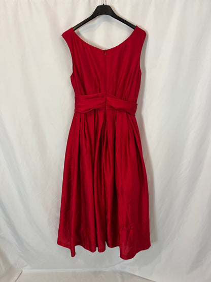 MOSCHINO. Vestido midi rojo  satinado. T M (s)