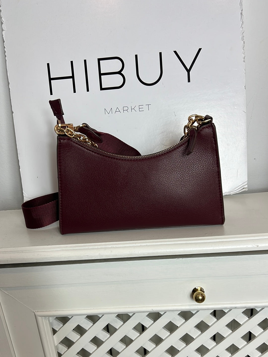 MANGO. Bolso burdeos doble asa