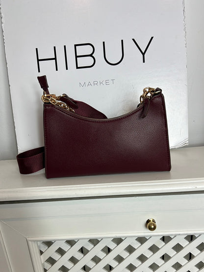 MANGO. Bolso burdeos doble asa