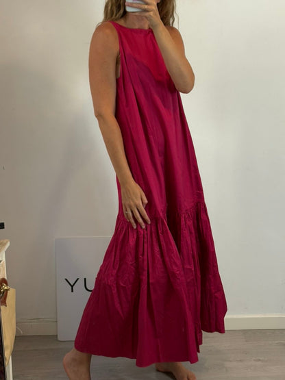 & OTHER STORIES. Vestido largo rosa  escote espalda