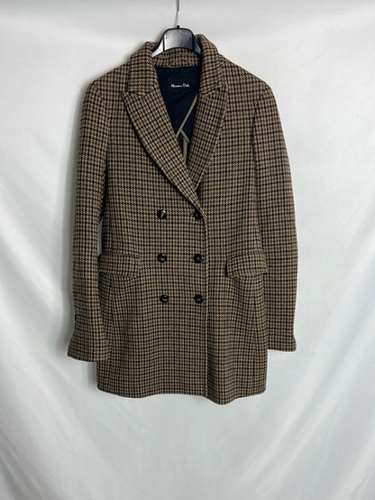 MASSIMO DUTTI. Abrigo pata de gallo lana. T38